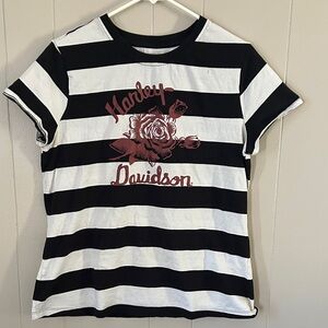 Harley-Davidson Black and White Striped Tee